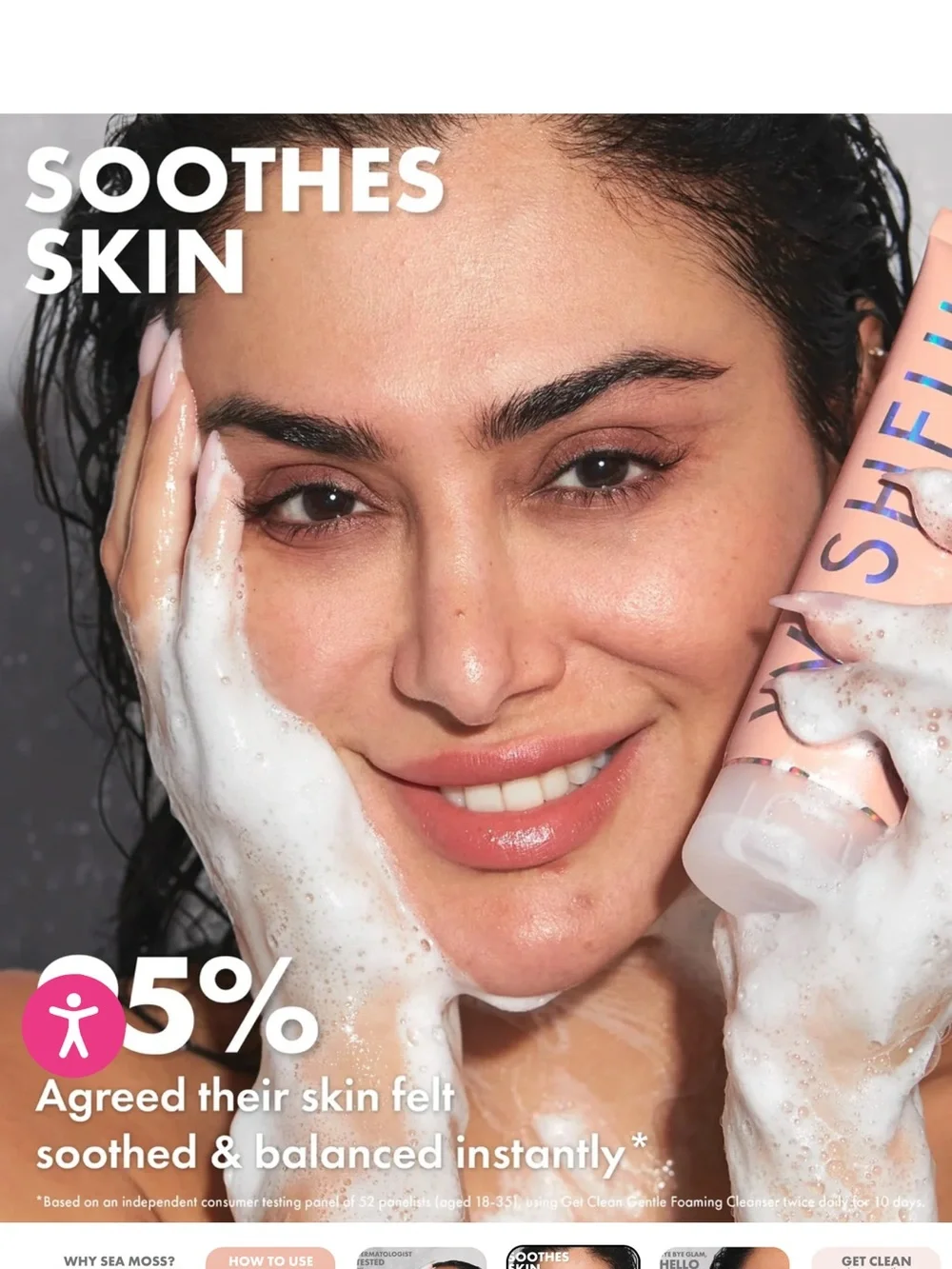 Huda WISHFUL GET CLEAN 2% PHA & SEA MOSS GENTLE FOAMING CLEANSER